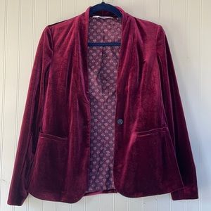 Burgundy velvet blazer